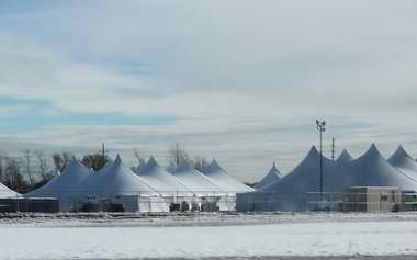 FEMA opens heated tent city after Sandy… for utility workers