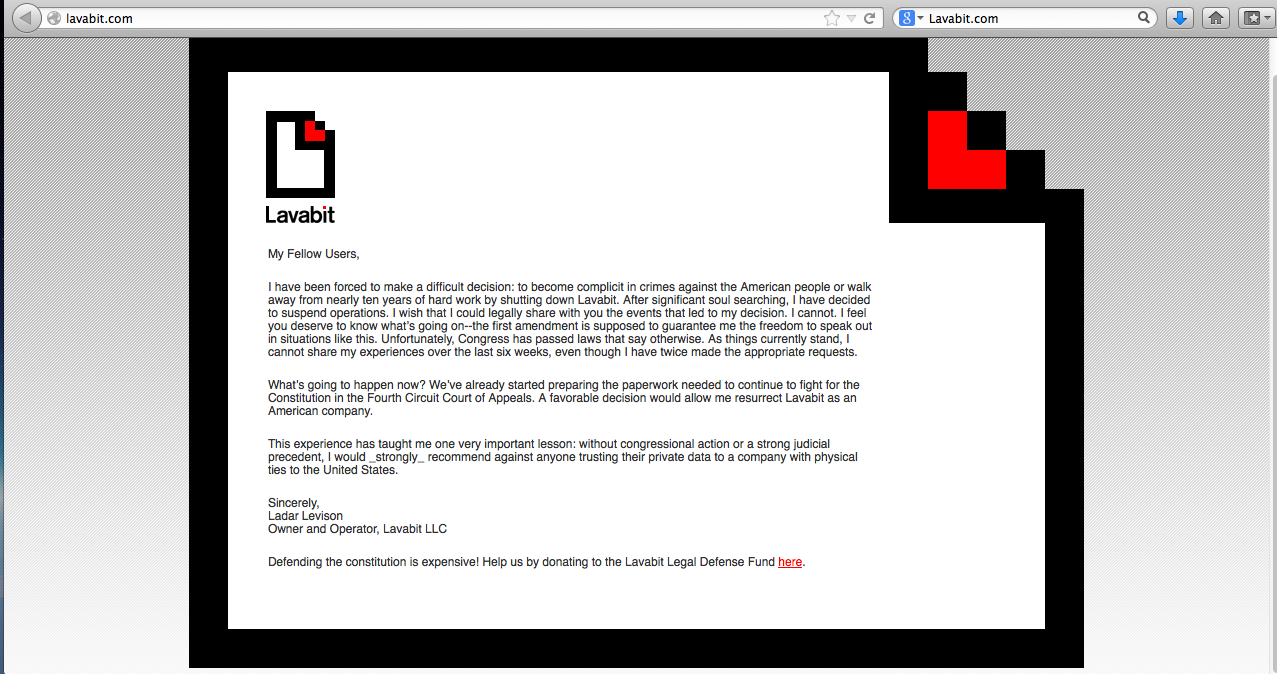 Lavabit: Encrypted email service used by Snowden mysteriously shuts down