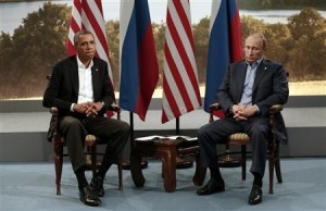 File photo of U.S. President Obama meeting with Russian President Putin during the G8 Summit in Enniskillen