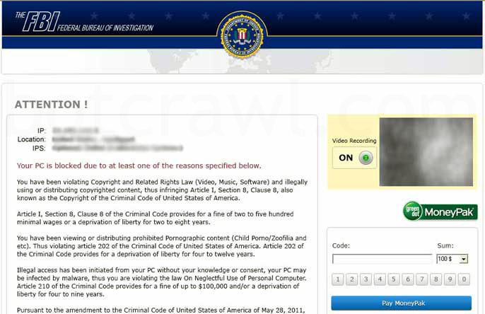 The FBI Web Cam Control Virus / Ransom Ware