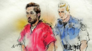 Colorado shooting suspect James Holmes is pictured in a courtroom sketch in Centennial Colorado
