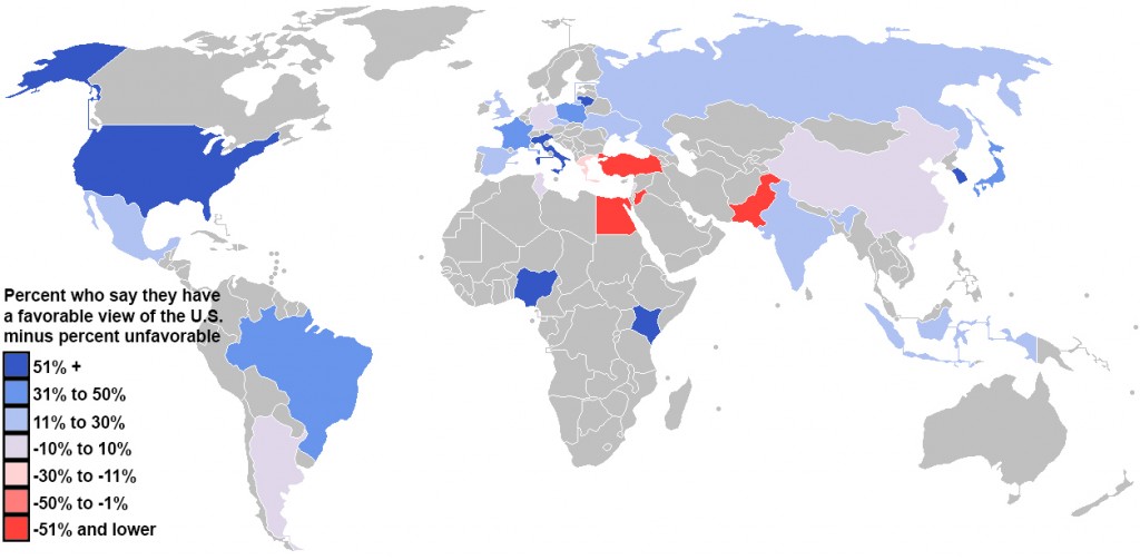 Who loves and hates America: A revealing map of global opinion toward the U.S.