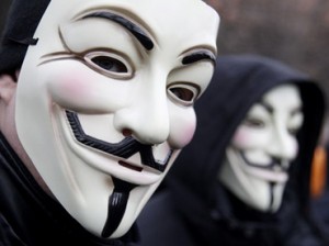 Protestors wearing Guy Fawkes masks participate in demonstration against ACTA in Berlin