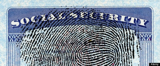 United States Social Security card with finger print abstract